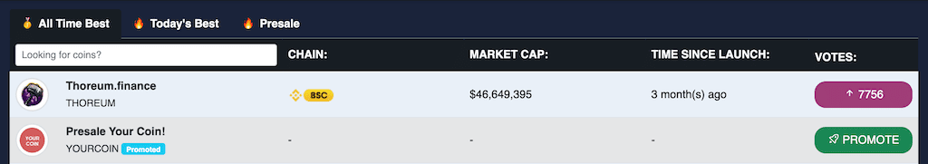 Cointoplist dashboard