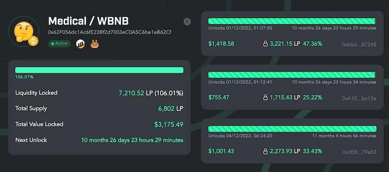 Medical coins' locking tab