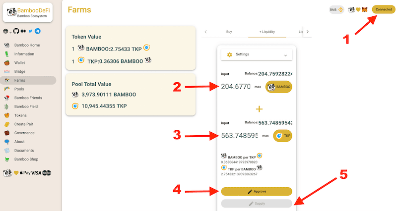 Stake TKP and Bamboo tokens
