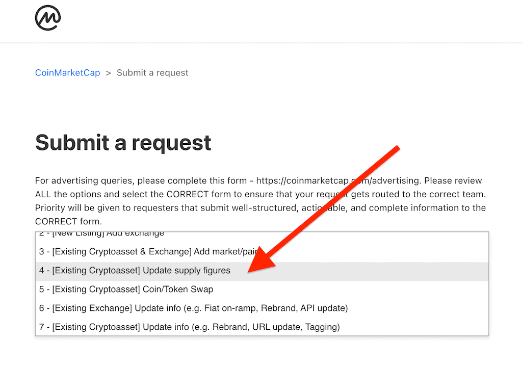 submitting supply update to CMC