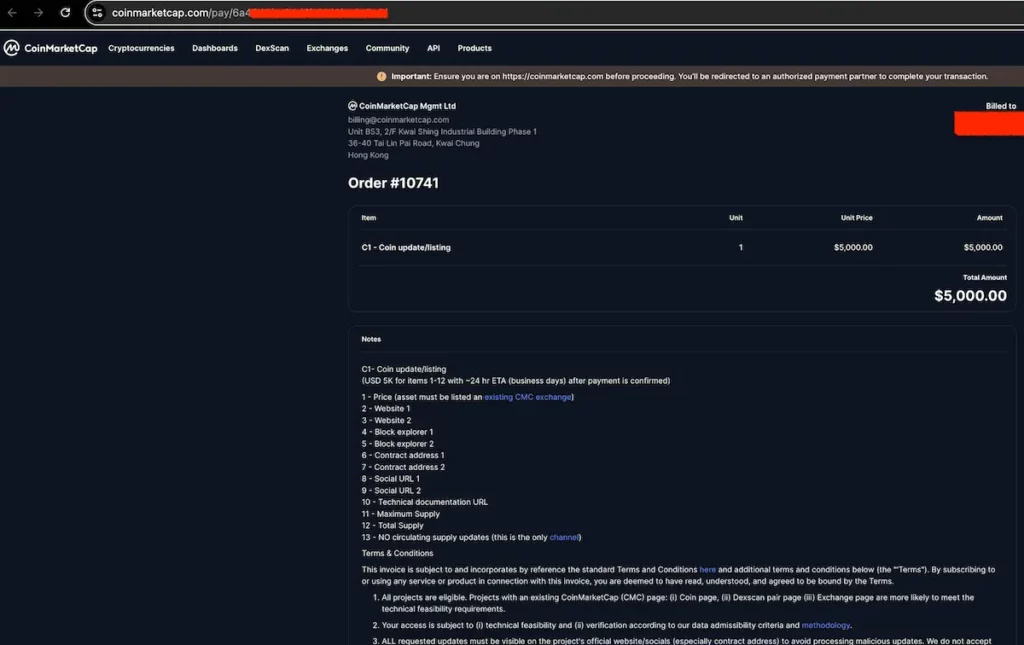 How to pay $5000 to CMC for Priority Support.