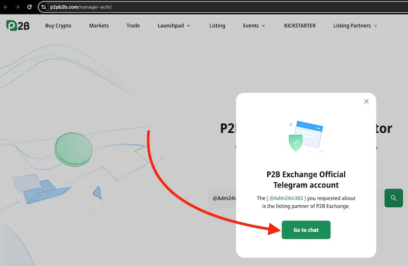 Contact P2B listing manager