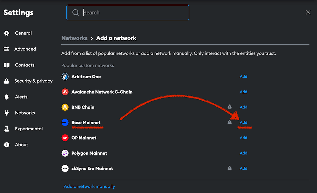 Add Base to Metamask