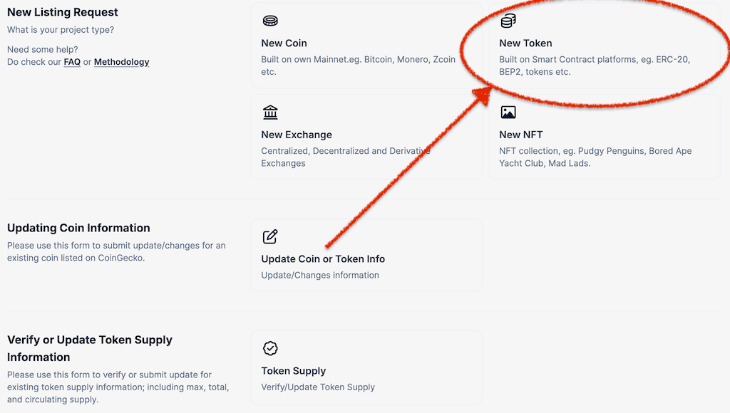 Click on the "Token" tab