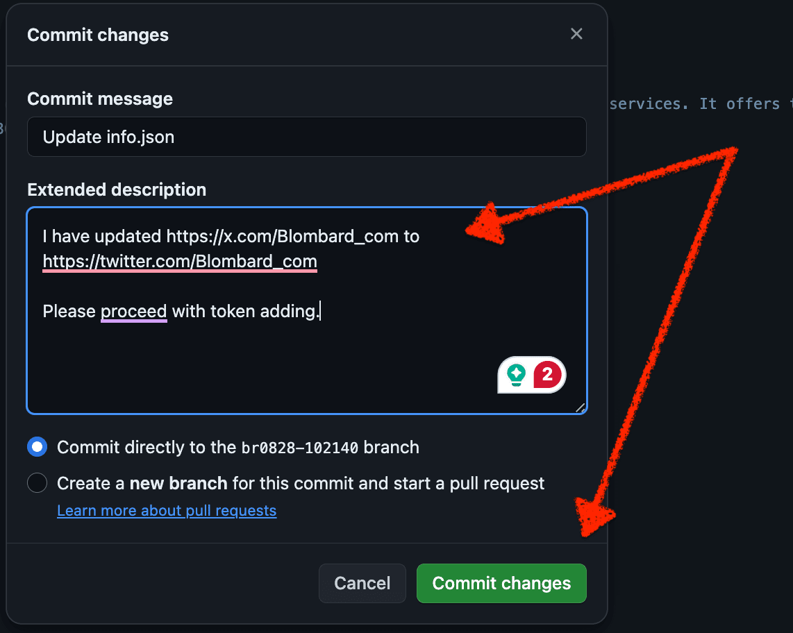Confirm changes in your pool request.