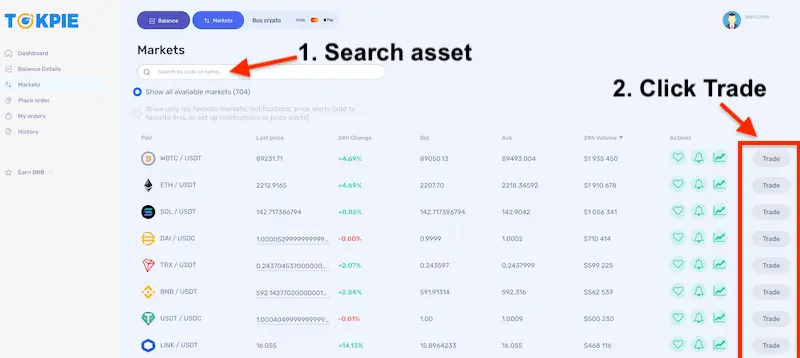 Find a market for trading.