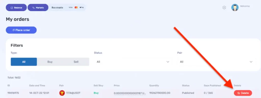 How can I delete my order.