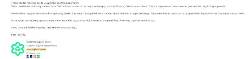 Bitazza's reply — crypto exchange listing fees guide